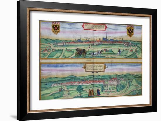 Town Plan of Vienna and Buda, from "Civitates Orbis Terrarum"-Joris Hoefnagel-Framed Giclee Print