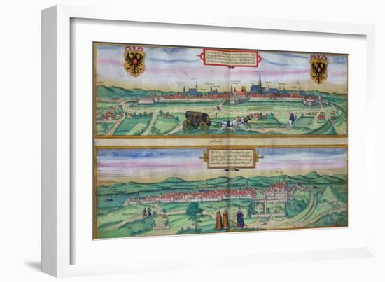 Town Plan of Vienna and Buda, from "Civitates Orbis Terrarum"-Joris Hoefnagel-Framed Giclee Print