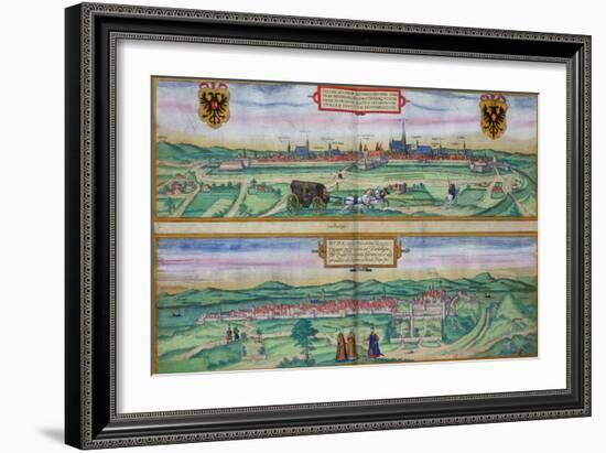 Town Plan of Vienna and Buda, from "Civitates Orbis Terrarum"-Joris Hoefnagel-Framed Giclee Print