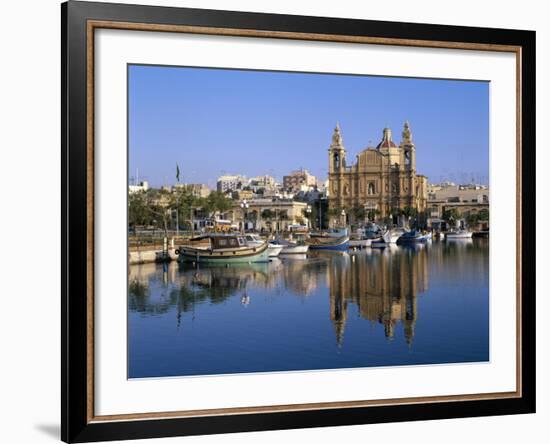 Town Skyline, St.Joseph Church and Harbour, Msida, Malta-Steve Vidler-Framed Photographic Print