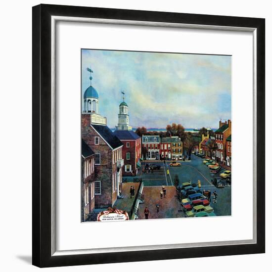 "Town Square, New Castle Delaware," March 17, 1962-John Falter-Framed Premium Giclee Print