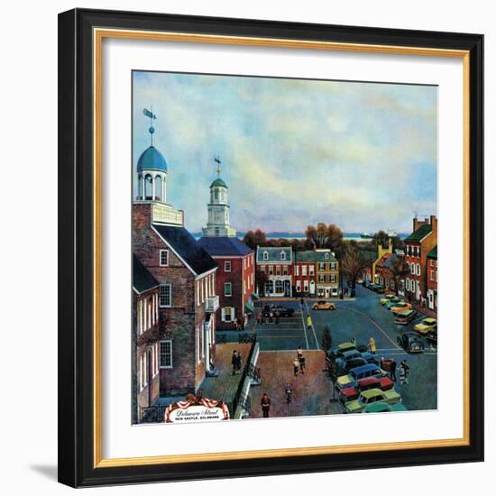 "Town Square, New Castle Delaware," March 17, 1962-John Falter-Framed Premium Giclee Print