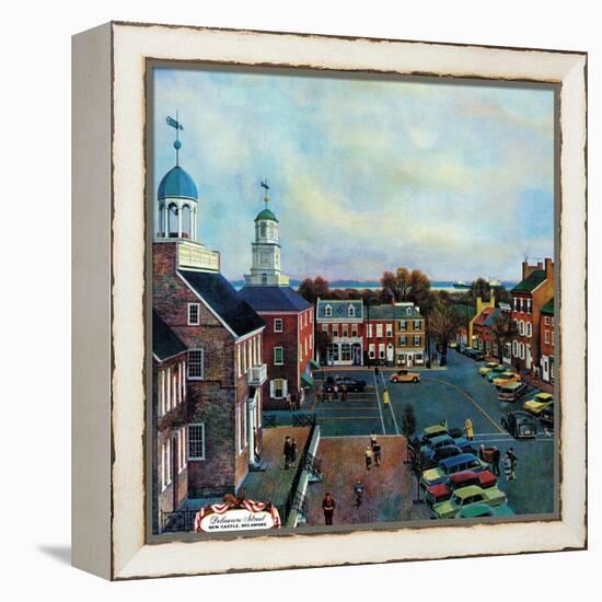 "Town Square, New Castle Delaware," March 17, 1962-John Falter-Framed Premier Image Canvas