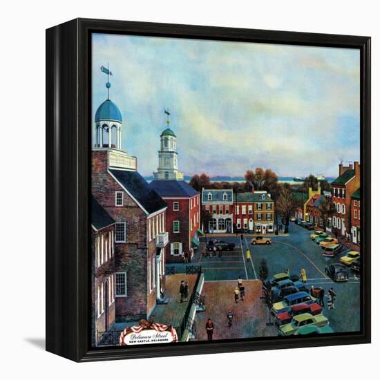 "Town Square, New Castle Delaware," March 17, 1962-John Falter-Framed Premier Image Canvas