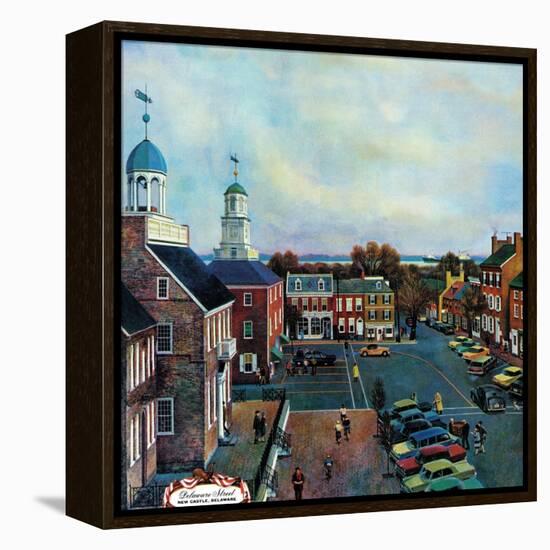 "Town Square, New Castle Delaware," March 17, 1962-John Falter-Framed Premier Image Canvas