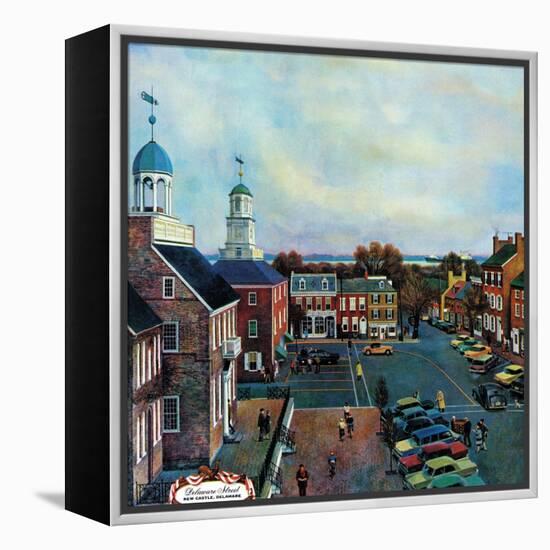 "Town Square, New Castle Delaware," March 17, 1962-John Falter-Framed Premier Image Canvas