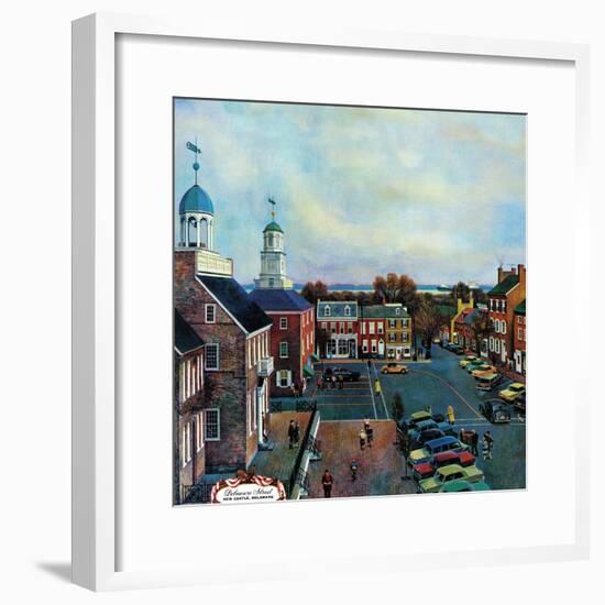 "Town Square, New Castle Delaware," March 17, 1962-John Falter-Framed Giclee Print