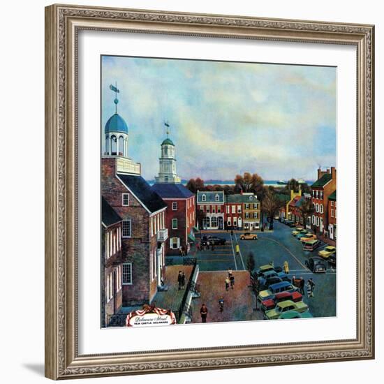 "Town Square, New Castle Delaware," March 17, 1962-John Falter-Framed Giclee Print