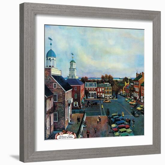 "Town Square, New Castle Delaware," March 17, 1962-John Falter-Framed Giclee Print