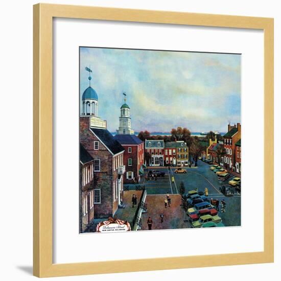 "Town Square, New Castle Delaware," March 17, 1962-John Falter-Framed Giclee Print