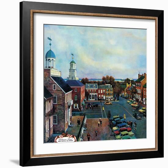 "Town Square, New Castle Delaware," March 17, 1962-John Falter-Framed Giclee Print