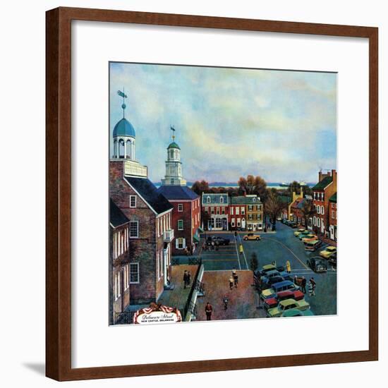 "Town Square, New Castle Delaware," March 17, 1962-John Falter-Framed Giclee Print