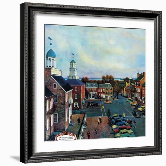 "Town Square, New Castle Delaware," March 17, 1962-John Falter-Framed Giclee Print