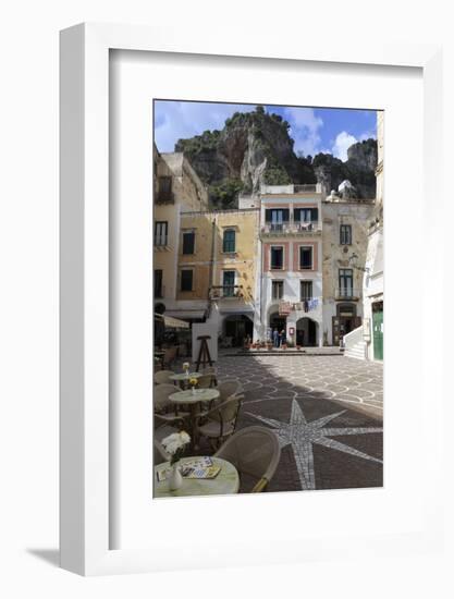 Town Square with Restaurant Tables and Colourful Buildings-Eleanor Scriven-Framed Photographic Print