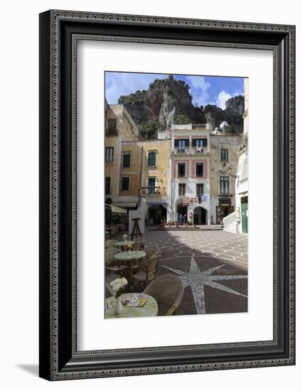 Town Square with Restaurant Tables and Colourful Buildings-Eleanor Scriven-Framed Photographic Print