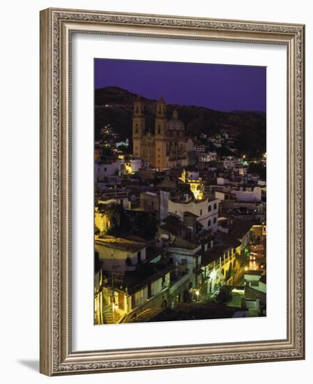 Town & Templo Santa Prisca, Taxco, Mexico-Walter Bibikow-Framed Photographic Print