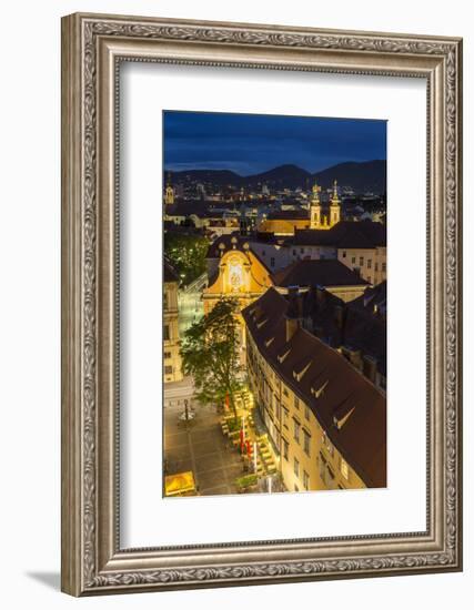 Town View and Rooftops at Dusk, Graz, Austria-Peter Adams-Framed Photographic Print