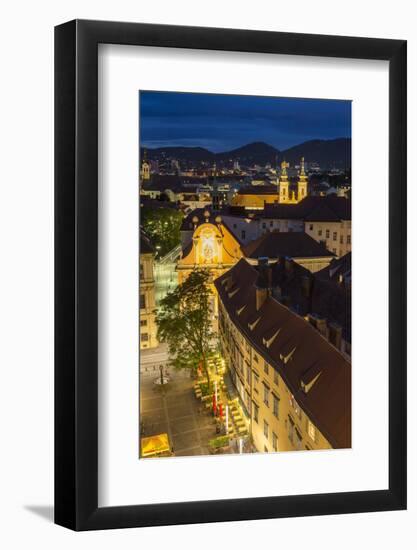 Town View and Rooftops at Dusk, Graz, Austria-Peter Adams-Framed Photographic Print