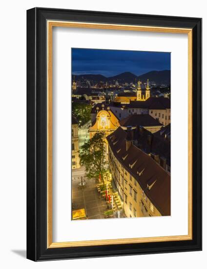 Town View and Rooftops at Dusk, Graz, Austria-Peter Adams-Framed Photographic Print