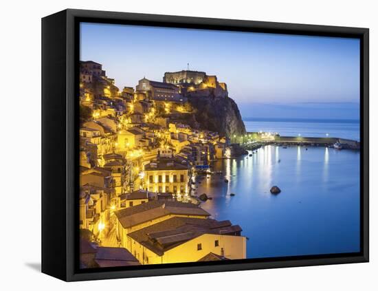 Town View at Dusk, With Castello Ruffo, Scilla, Calabria, Italy-Peter Adams-Framed Premier Image Canvas