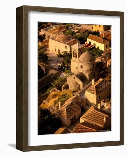 Town View from Cliffs, Monemvasia, Lakonia, Greece-Walter Bibikow-Framed Photographic Print