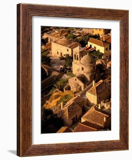 Town View from Cliffs, Monemvasia, Lakonia, Greece-Walter Bibikow-Framed Photographic Print