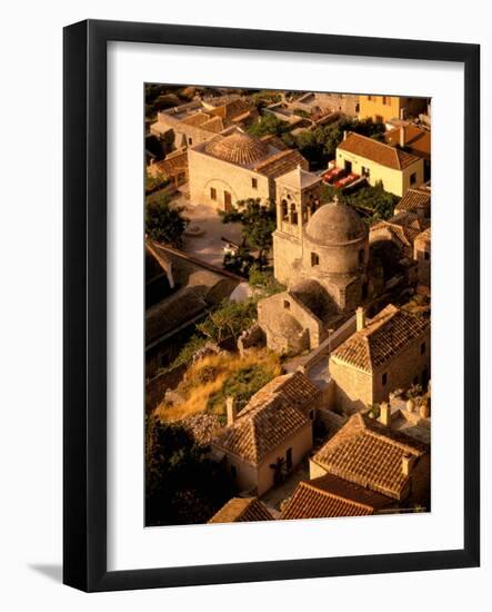 Town View from Cliffs, Monemvasia, Lakonia, Greece-Walter Bibikow-Framed Photographic Print