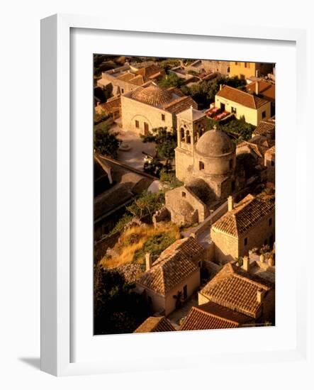 Town View from Cliffs, Monemvasia, Lakonia, Greece-Walter Bibikow-Framed Photographic Print