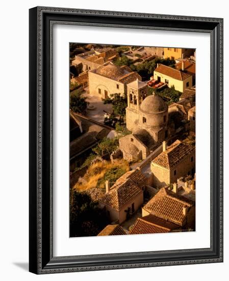 Town View from Cliffs, Monemvasia, Lakonia, Greece-Walter Bibikow-Framed Photographic Print