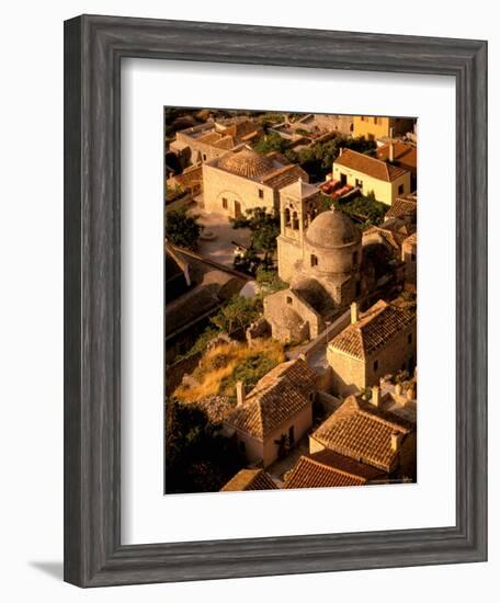 Town View from Cliffs, Monemvasia, Lakonia, Greece-Walter Bibikow-Framed Photographic Print