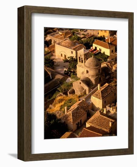 Town View from Cliffs, Monemvasia, Lakonia, Greece-Walter Bibikow-Framed Photographic Print
