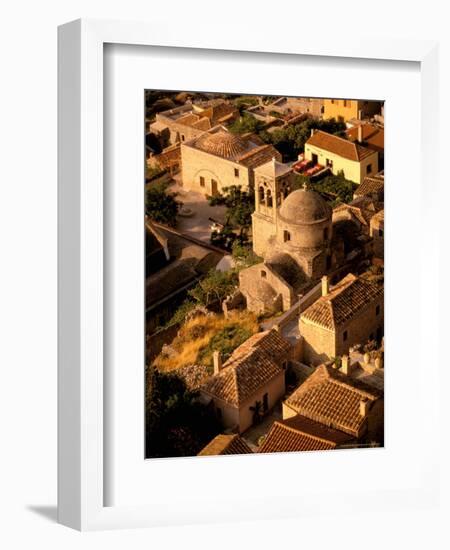 Town View from Cliffs, Monemvasia, Lakonia, Greece-Walter Bibikow-Framed Photographic Print