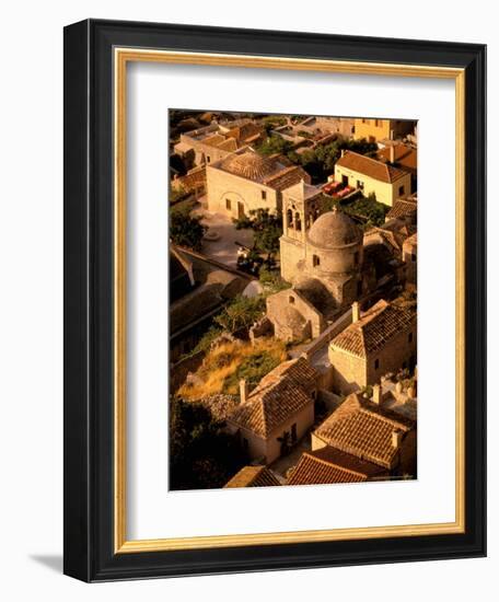 Town View from Cliffs, Monemvasia, Lakonia, Greece-Walter Bibikow-Framed Photographic Print