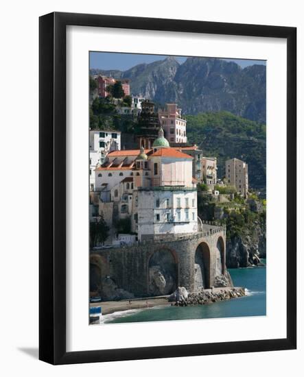 Town View from Coast Road, Amalfi, Campania, Italy-Walter Bibikow-Framed Photographic Print