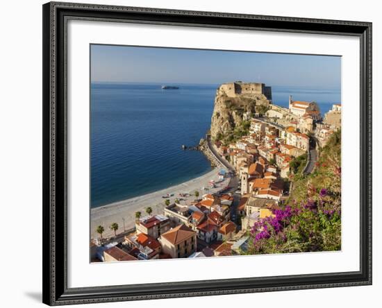 Town View With Castello Ruffo, Scilla, Calabria, Italy-Peter Adams-Framed Photographic Print