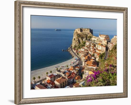 Town View With Castello Ruffo, Scilla, Calabria, Italy-Peter Adams-Framed Photographic Print