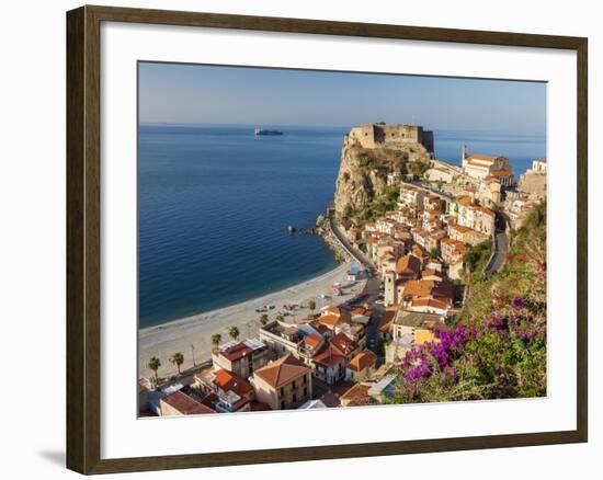 Town View With Castello Ruffo, Scilla, Calabria, Italy-Peter Adams-Framed Photographic Print