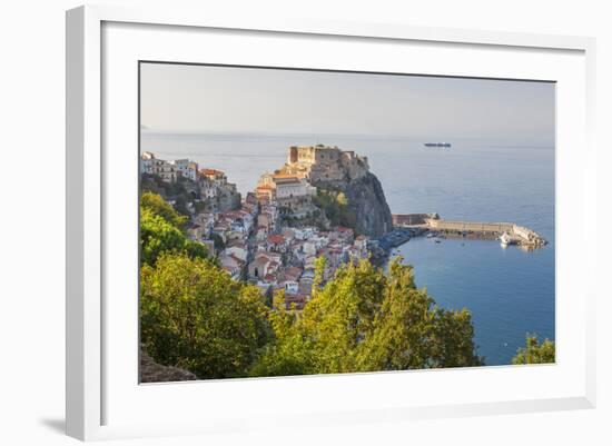 Town View with Castello Ruffo, Scilla, Calabria, Italy-Peter Adams-Framed Photographic Print