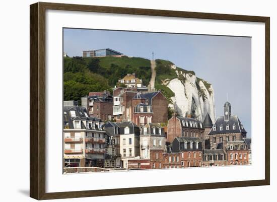 Town View with Cliffs, Le Treport, Normandy, France-Walter Bibikow-Framed Photographic Print