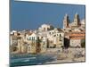 Town View with Duomo from Beach, Cefalu, Sicily, Italy-Walter Bibikow-Mounted Photographic Print