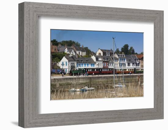 Town View with Tourist Train, Somme Bay, Le Crotoy, Picardy, France-Walter Bibikow-Framed Photographic Print