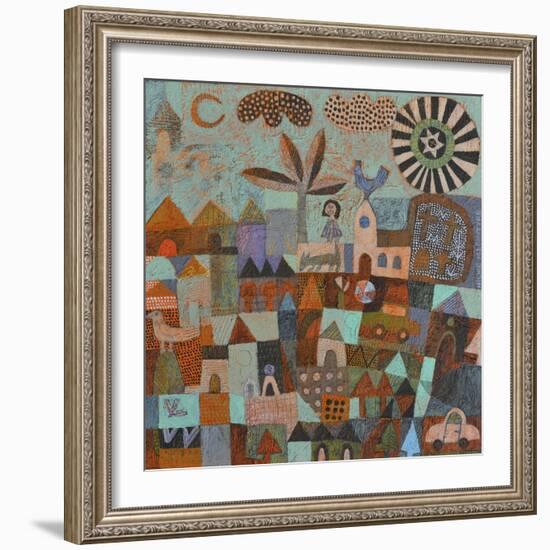 Town with Sun and Moon-Hilke Macintyre-Framed Giclee Print