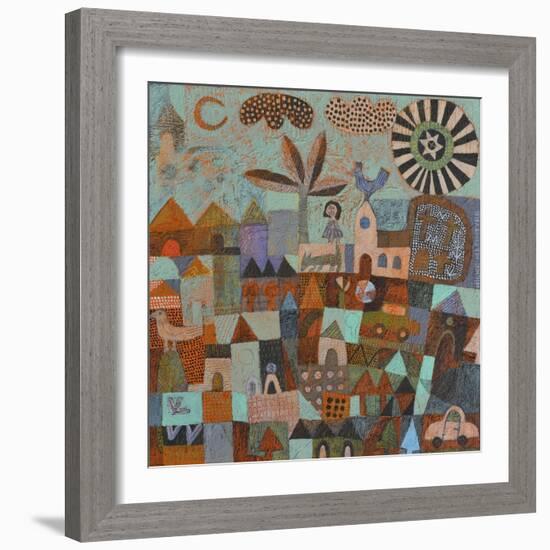 Town with Sun and Moon-Hilke Macintyre-Framed Giclee Print