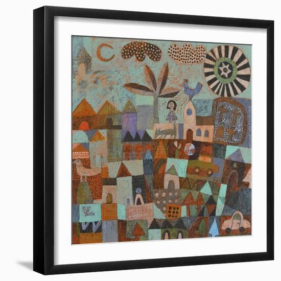 Town with Sun and Moon-Hilke Macintyre-Framed Giclee Print