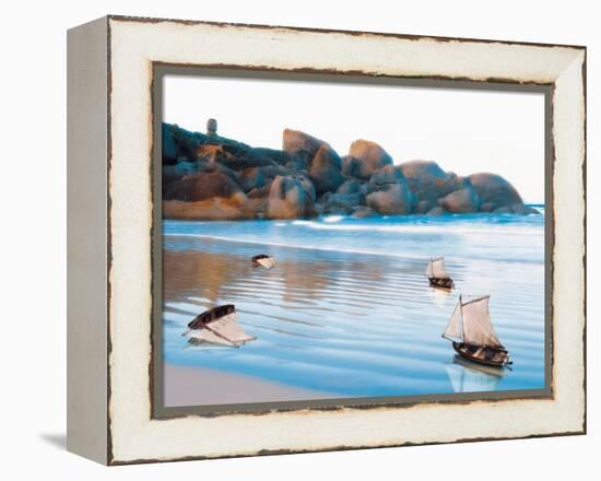 Toy Boats on Rocky Beach-Colin Anderson-Framed Premier Image Canvas