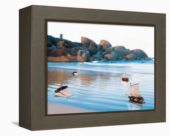 Toy Boats on Rocky Beach-Colin Anderson-Framed Premier Image Canvas