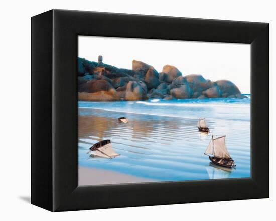 Toy Boats on Rocky Beach-Colin Anderson-Framed Premier Image Canvas