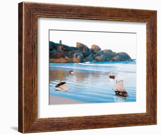 Toy Boats on Rocky Beach-Colin Anderson-Framed Photographic Print