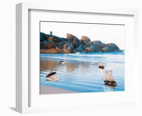 Toy Boats on Rocky Beach-Colin Anderson-Framed Photographic Print