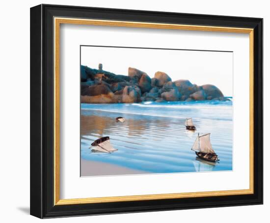 Toy Boats on Rocky Beach-Colin Anderson-Framed Photographic Print